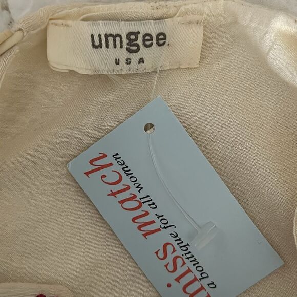 Umgee Boho Bliss Embroidered Bell Sleeve Keyhole Back Beige Dress Size L - Picture 8 of 13